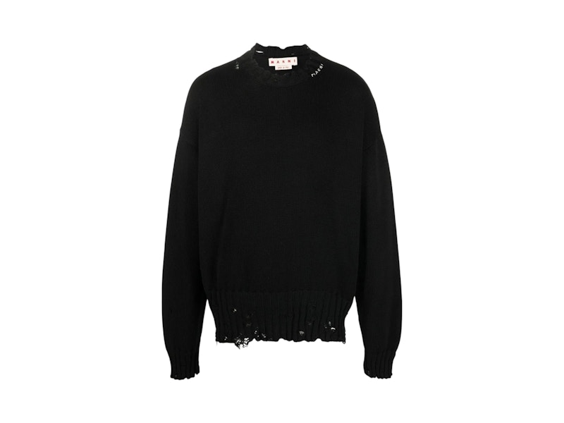 Pre-owned Marni Men's  Twisted Crewneck Sweatshirt Sweater In Black
