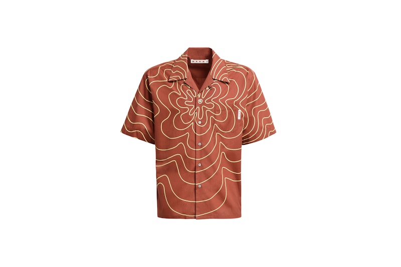 Marni Vibrating Flower Bowling Shirt Brown Men's - SS22 - US