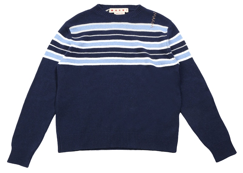 Marni Wool Blend Striped Sweater Blue