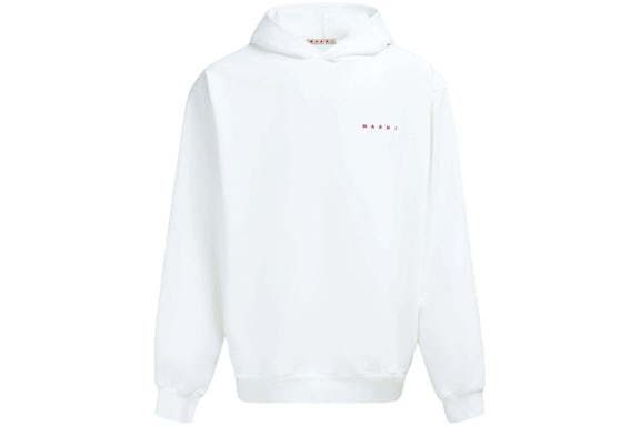 Marni Wrinkled Marni Logo Organic Cotton Hoodie White