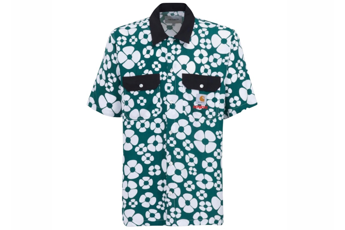 Pre-owned Marni X Carhartt Wip S/s Poplin Shirt Green/white