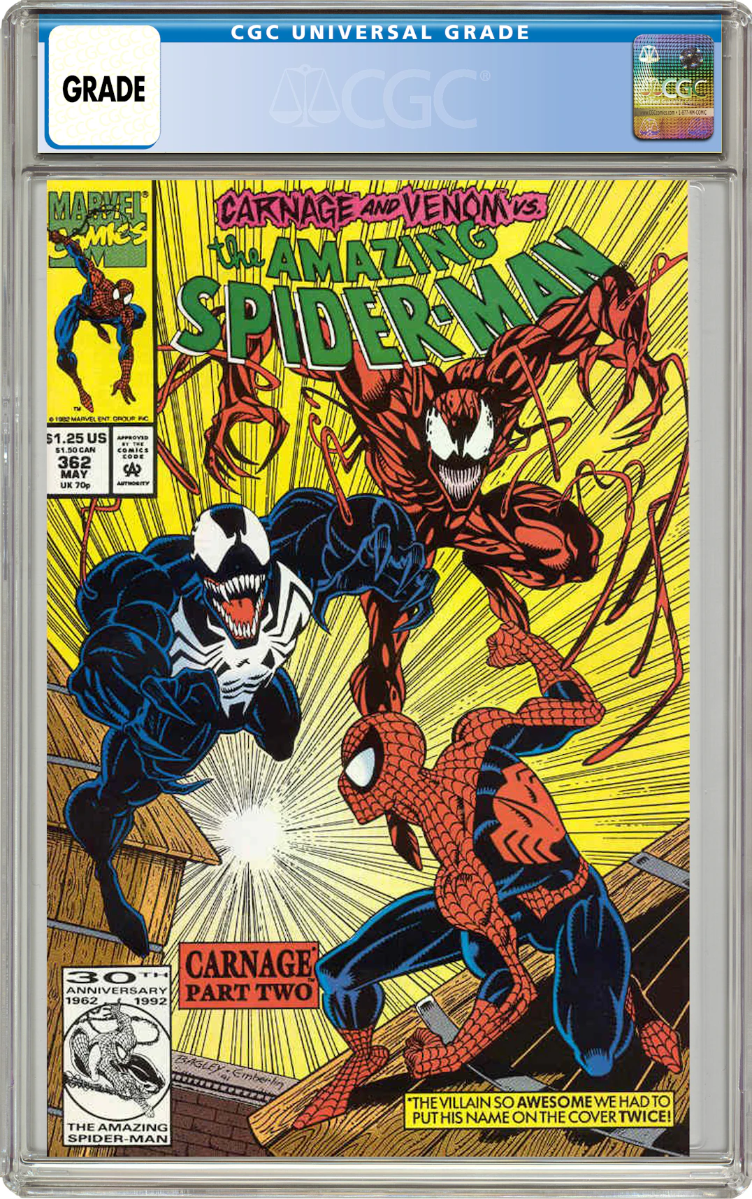 Marvel Amazing Spider-Man #362 (Carnage and Venom Key Issue) Comic Book CGC  Graded - US