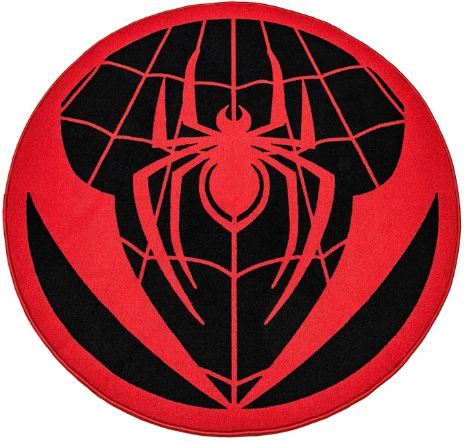Marvel Spider-Man Miles Morales Chest Logo Round Printed Area Rug - FR