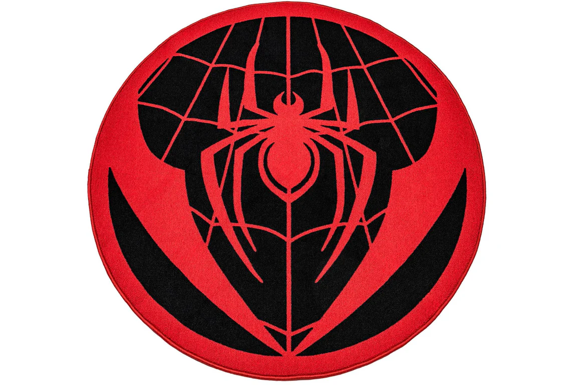 Marvel Spider-Man Miles Morales Chest Logo Round Printed Area Rug - US