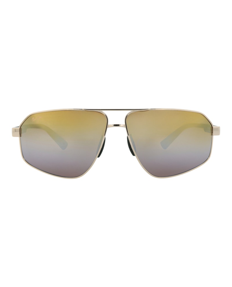 Pre-owned Maui Jim Men's  Aviatorframe Metal Sunglasses In Gold Green Gold (dgs620/16)