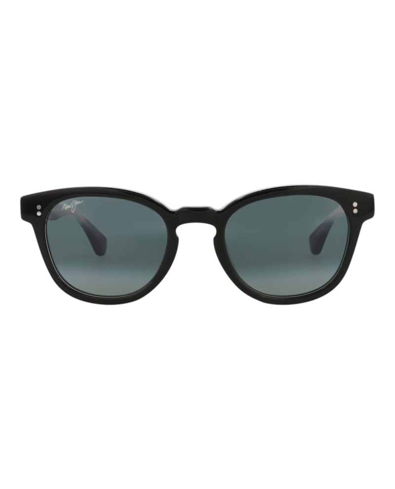 Maui Jim Round-Frame Acetate Sunglasses Black Black Grey