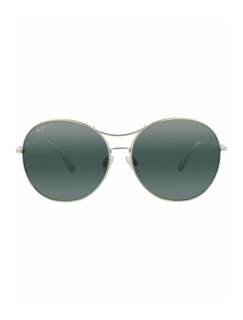 Pre-owned Maui Jim Women's  Roundframe Titanium Sunglasses In Silver Silver Grey (547/17)