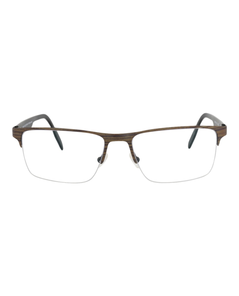 Pre-owned Maui Jim Men's Squareframe Stainless Stee Shirtl Optical Frames In Wood Grain Black Transparent (c21