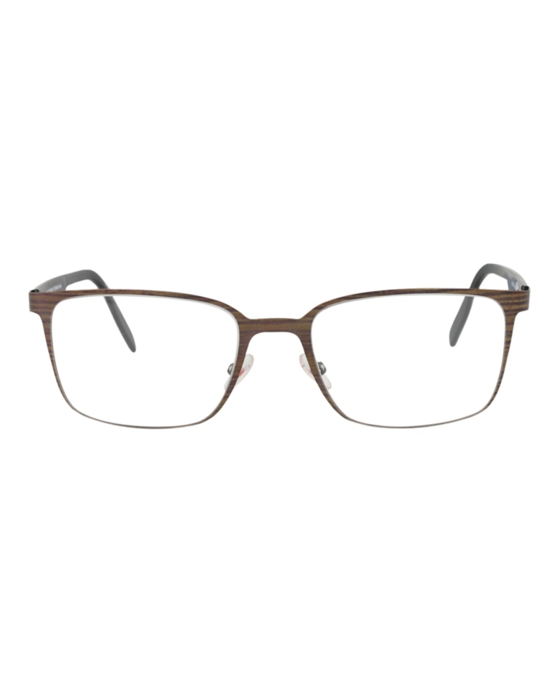 Pre-owned Maui Jim Men's Squareframe Stainless Stee Shirtl Optical Frames In Wood Grain Black Transparent (mjo