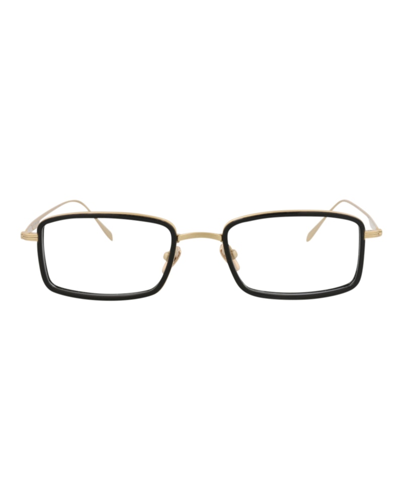 Pre-owned Maui Jim Squareframe Titanium Optical Frames In Black Gold Transparent (mjo2421/16b)