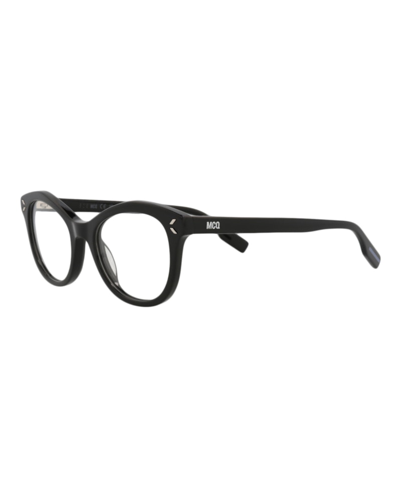 Pre-owned Mcq By Alexander Mcqueen Women's Mcq Alexander Mcqueen Cat Eye Optical Frames In Black Black Transparent (mq0330o/30011554/00