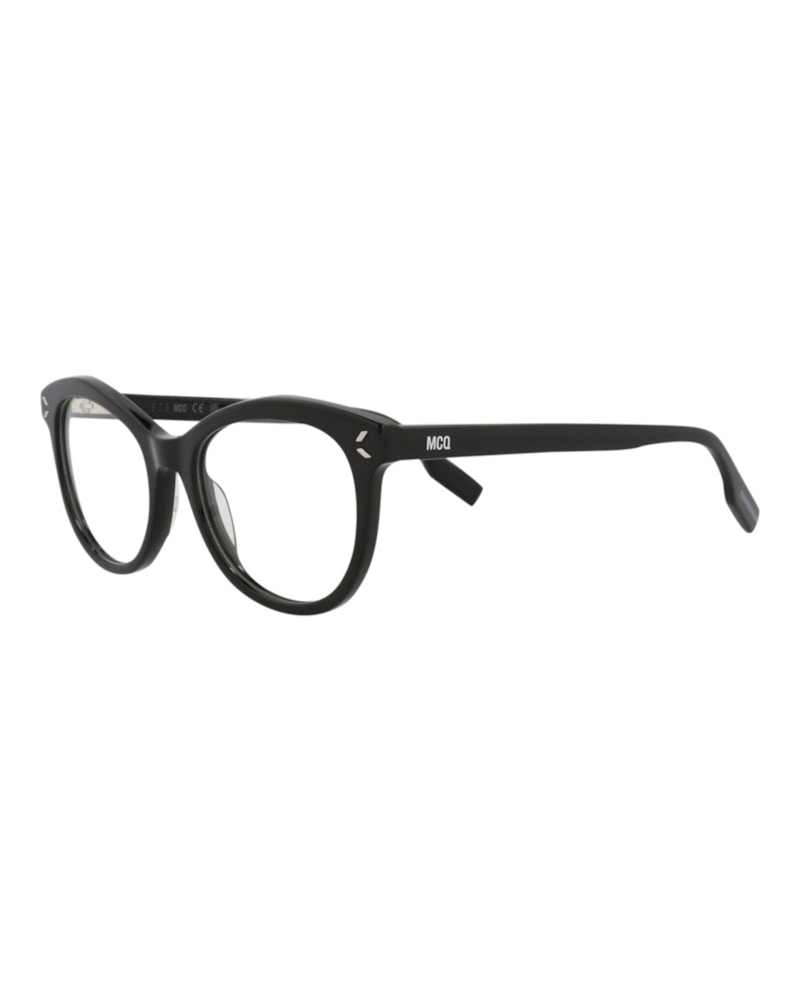 Pre-owned Mcq By Alexander Mcqueen Women's Mcq Alexander Mcqueen Cat Eye Optical Frames In Black Black Transparent (mq0330o/30011554/00