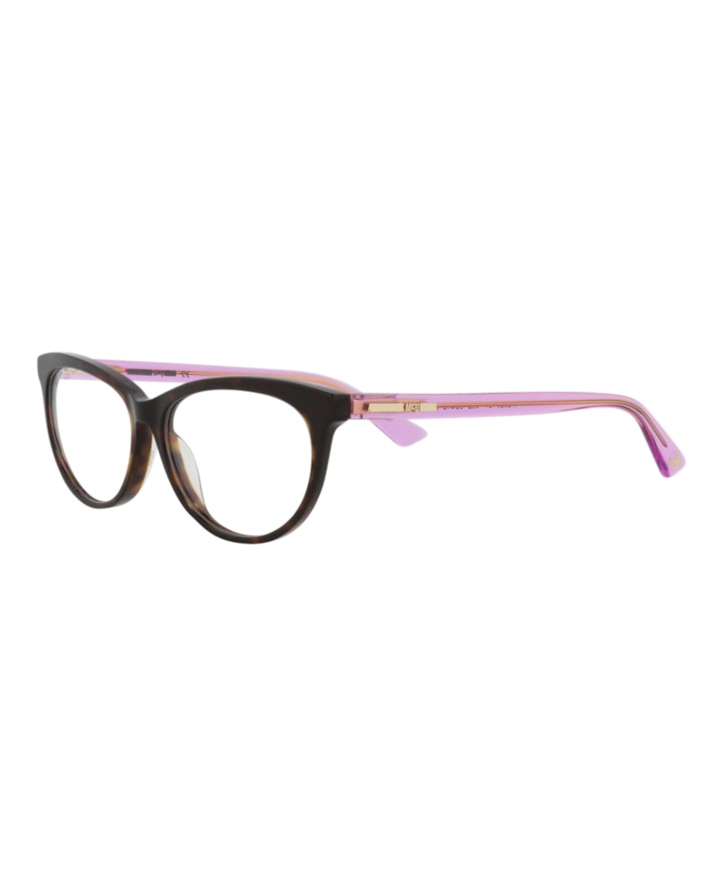 Pre-owned Mcq By Alexander Mcqueen Women's Mcq Alexander Mcqueen Cat Eye Optical Frames In Havana Fuchsia Transparent (mq0294op/3000920