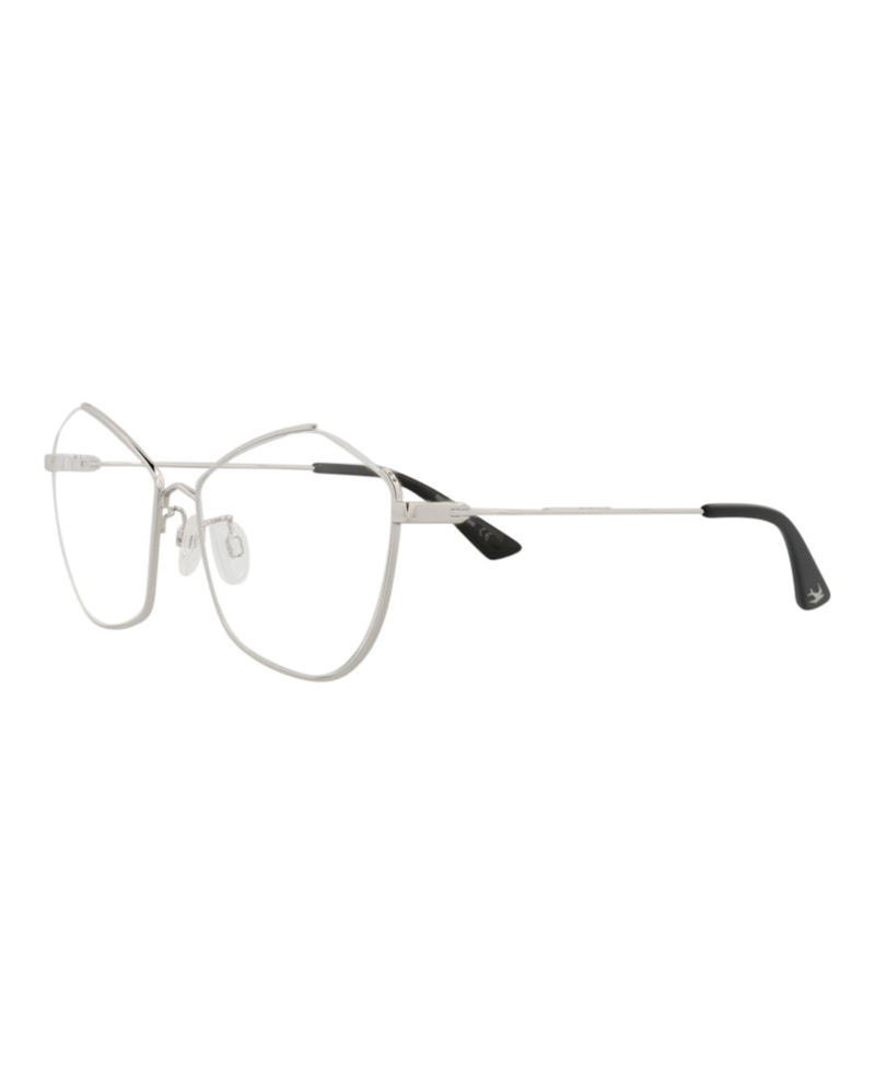 Pre-owned Mcq By Alexander Mcqueen Women's Mcq Alexander Mcqueen Cat Eye Optical Frames In Silver Silver Transparent (mq0262o/30008443/
