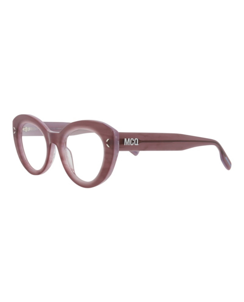 Pre-owned Mcq By Alexander Mcqueen Women's Mcq Alexander Mcqueen Cat Eye Optical Frames In Violet Violet Transparent (mq0364o/30013603/