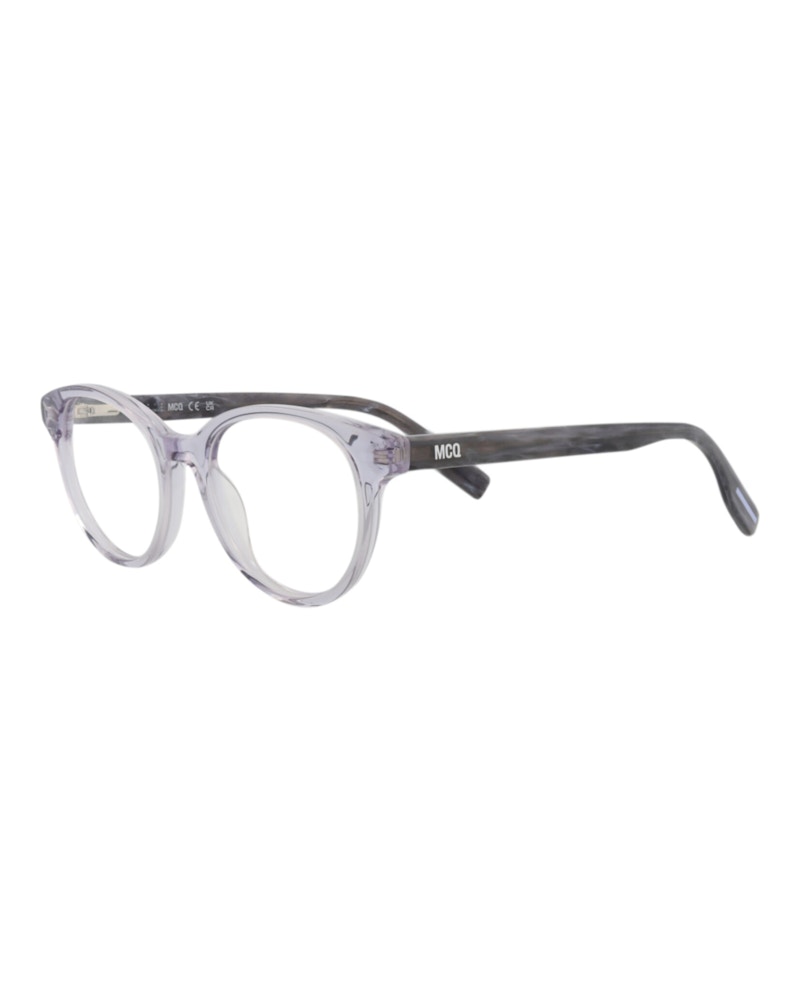 Pre-owned Mcq By Alexander Mcqueen Women's Mcq Alexander Mcqueen Round Oval Optical Frames In Grey Black Transparent (mq0308o/30010809/
