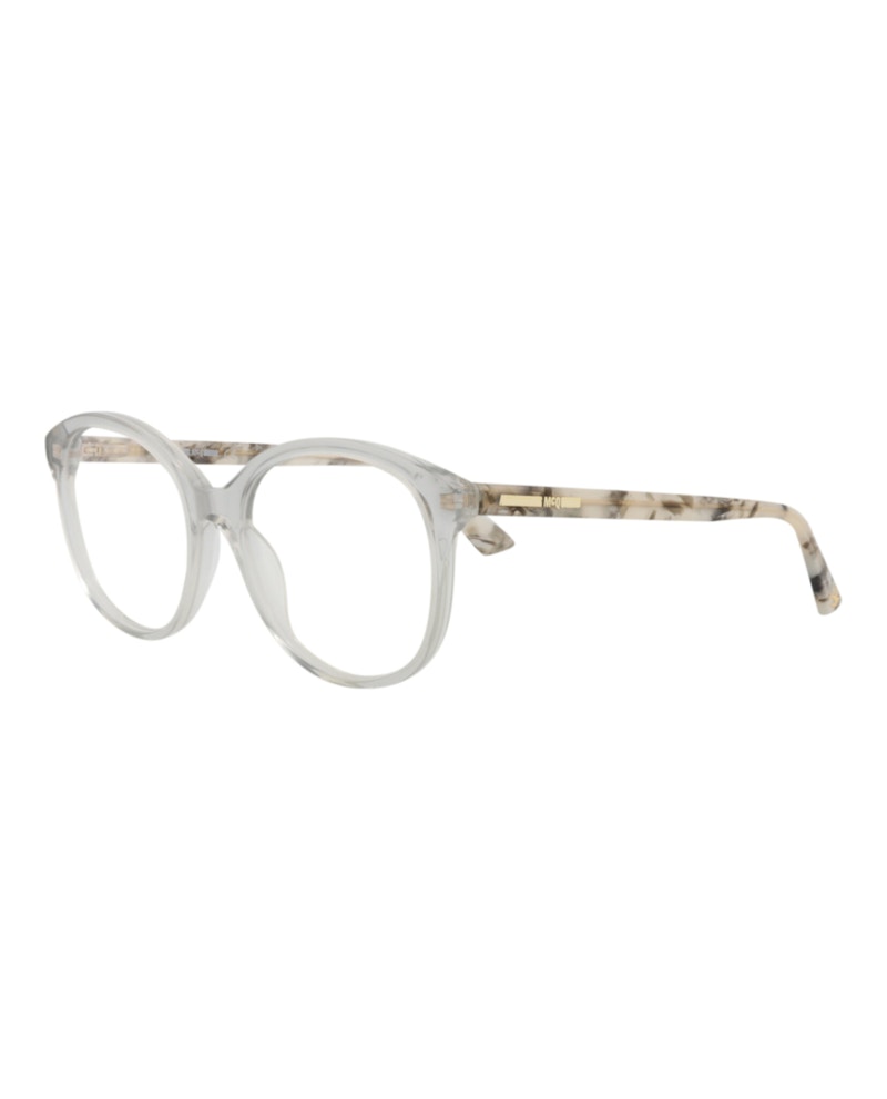 Pre-owned Mcq By Alexander Mcqueen Women's Mcq Alexander Mcqueen Round Oval Optical Frames In Grey Havana Transparent (mq0275o/30009156