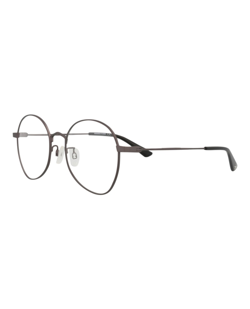 Pre-owned Mcq By Alexander Mcqueen Round Oval Optical Frames In Ruthenium Ruthenium Transparent (mq0290o/30009188/001)