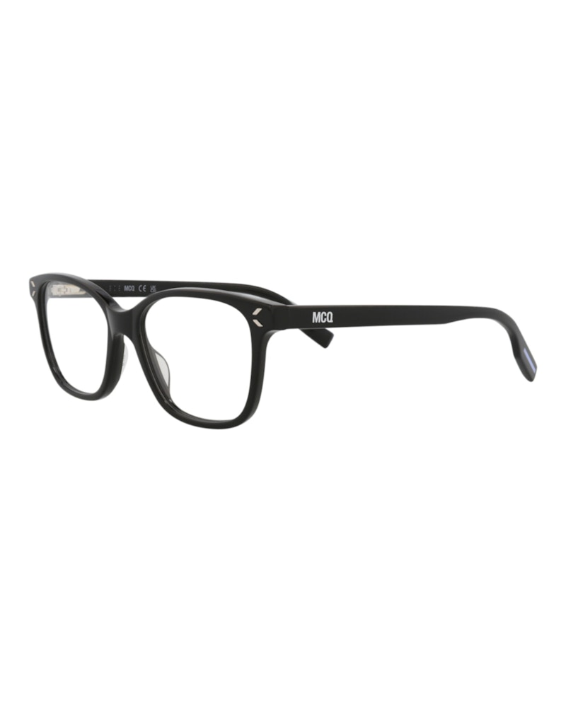 Pre-owned Mcq By Alexander Mcqueen Women's Mcq Alexander Mcqueen Square Rectangle Optical Frames In Black Black Transparent (mq0378o/30