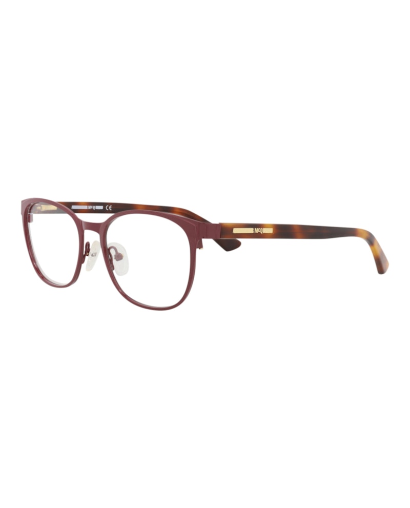 Pre-owned Mcq By Alexander Mcqueen Women's Mcq Alexander Mcqueen Square Rectangle Optical Frames In Burgundy Avana Transparent (mq0116o