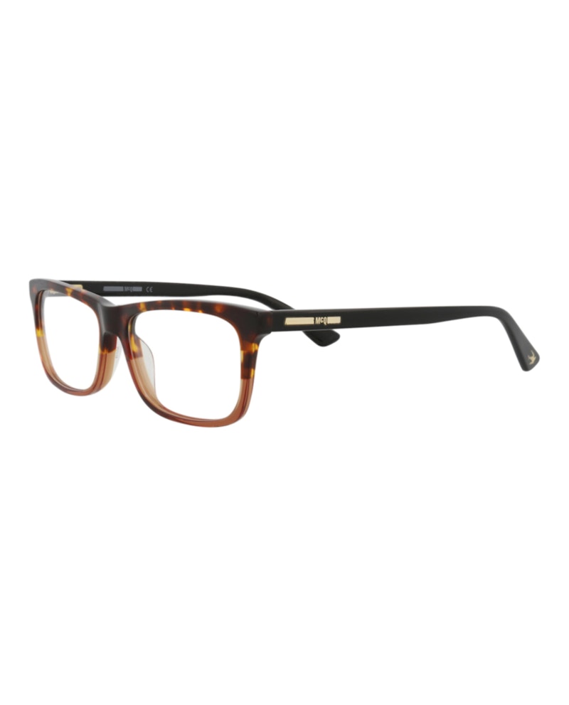 Pre-owned Mcq By Alexander Mcqueen Women's Mcq Alexander Mcqueen Square Rectangle Optical Frames In Havana Black Transparent (mq0298op/