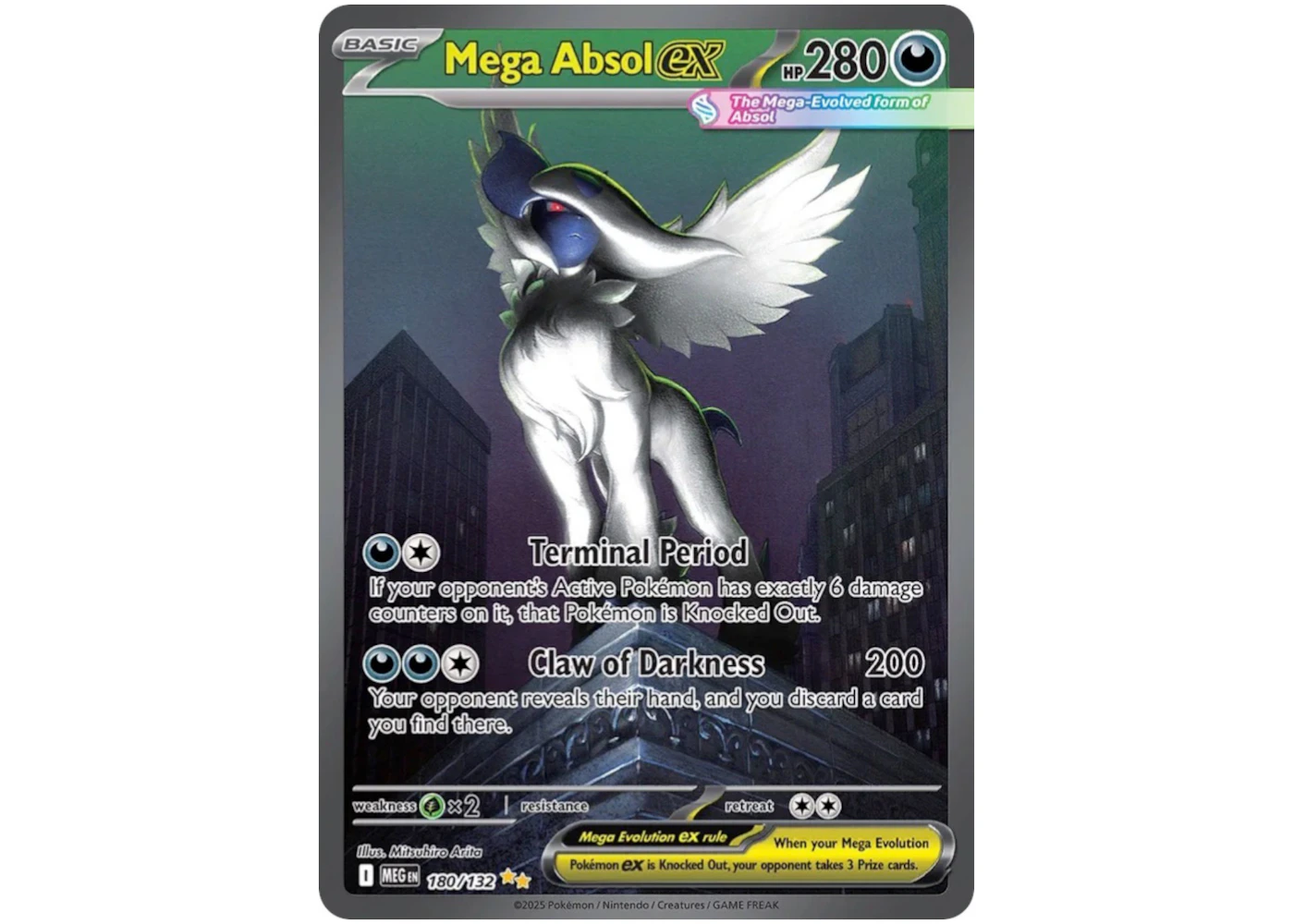 Mega Absol ex 2025 Pokmon Scarlet & Violet Mega Evolution Hyper Rare 180/132 Ungraded - 2025 - US Mega Absol ex 2025 Pokmon Scarlet & Violet Mega Evolution Hyper Rare 180/132 Ungraded - 2025 - US