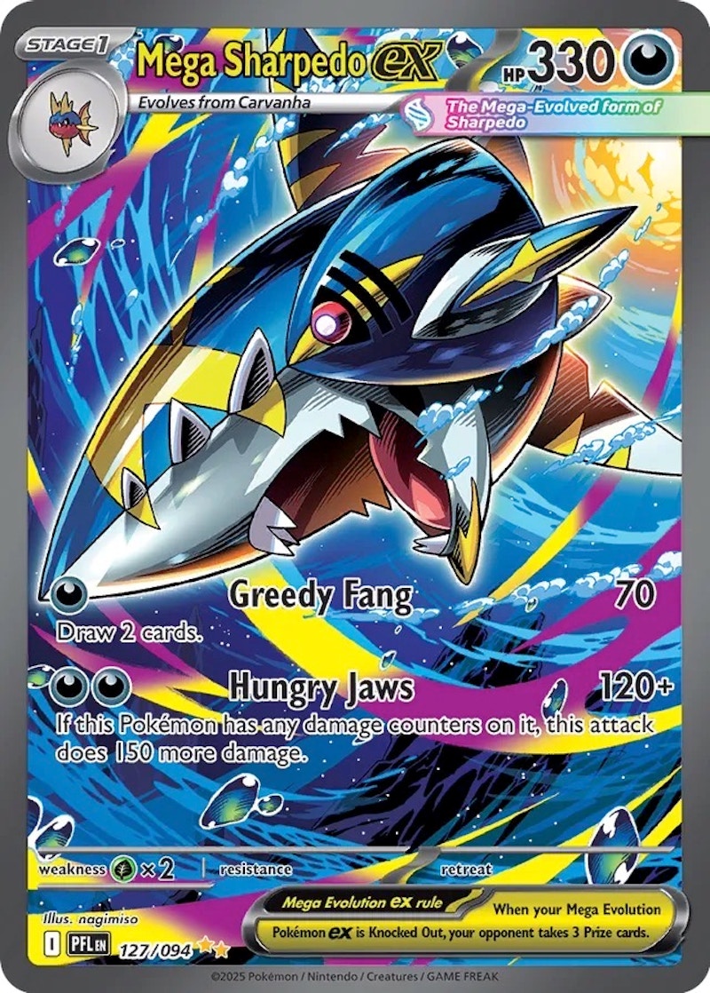 Mega Sharpedo ex 2025 Pokmon Scarlet & Violet Phantasmal Flames 185/159  Ungraded - 2025 - US
