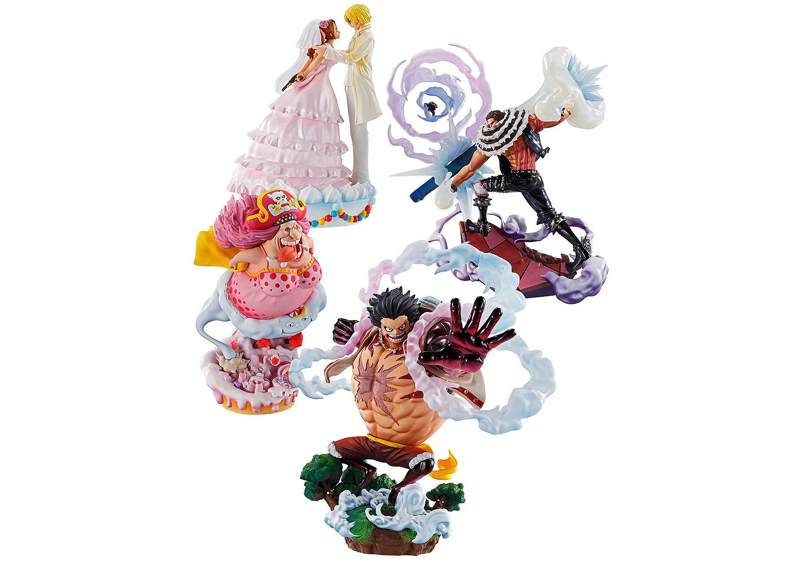 MegaHouse One Piece Logbox Re:Birth Whole Cake Island Ver. Limited Box Set  Of 4 Action Figures Multi
