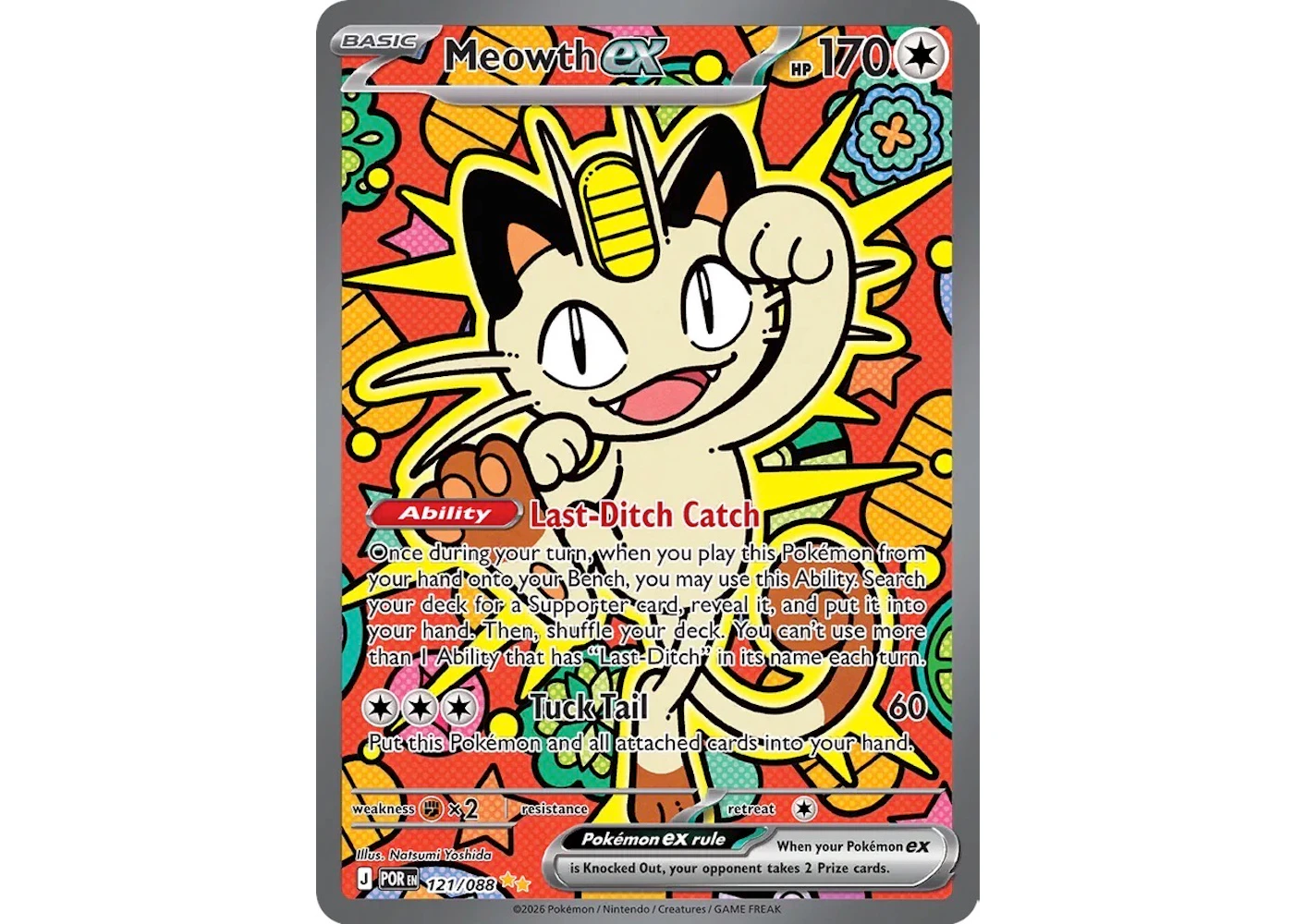 Meowth ex SIR 2026 Pokmon Mega Evolution Perfect Order 121/088 Ungraded - US Meowth ex SIR 2026 Pokmon Mega Evolution Perfect Order 121/088 Ungraded - US