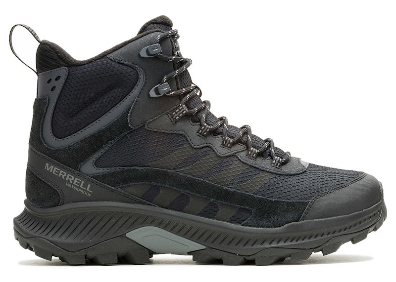 Pre-owned Merrell Men's Speed Strike 2 Thermo Mid Waterproof Sneakers In Black