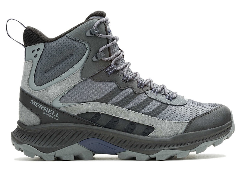 Pre-owned Merrell Men's Speed Strike 2 Thermo Mid Waterproof Sneakers In Rock In Brown