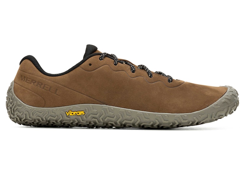 Pre-owned Merrell Men's Vapor Glove 6 Leather Sneakers In Earth In Brown