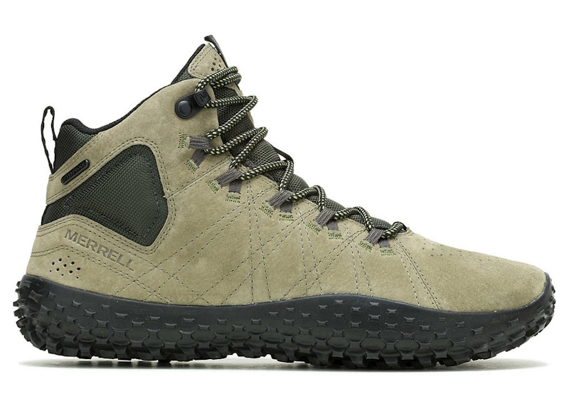 Pre-owned Merrell Men's Wrapt Mid Waterproof Sneakers In Olive/black