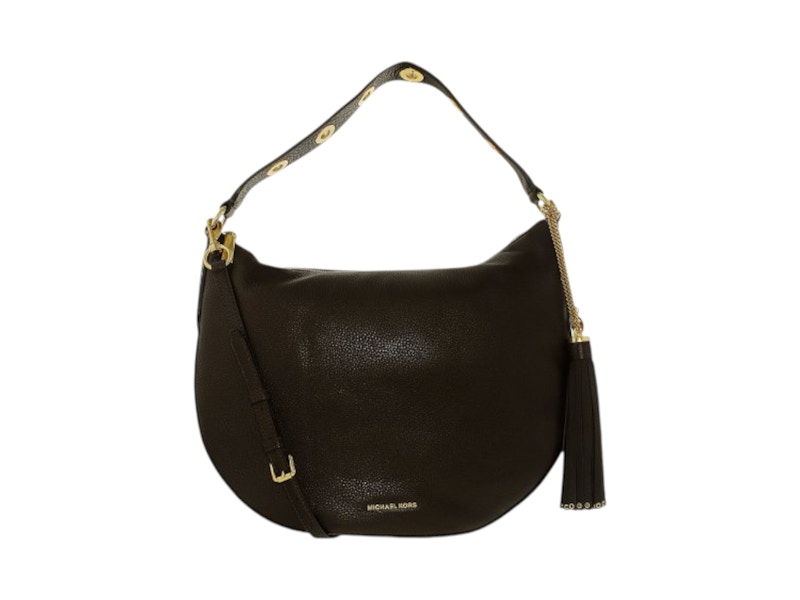 Pre-owned Michael Kors Women's  Brooklyn Large Convertible Leather Hobo In Coffee In Brown