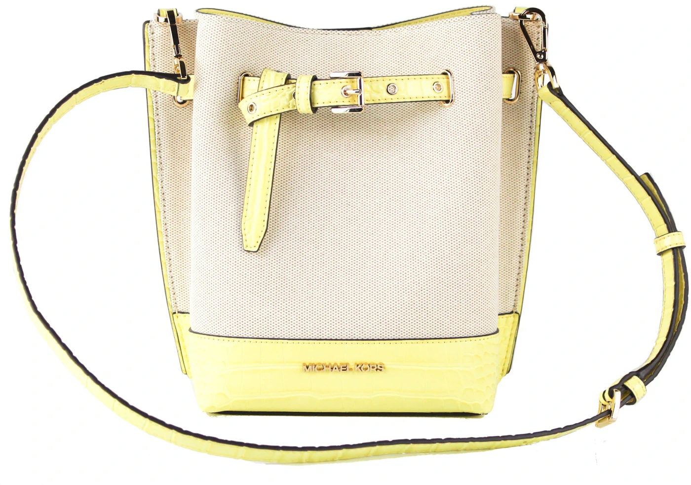 Michael Kors Emilia Bucket Bag Small Buttercup in Canvas/Leather with  Gold-tone - US