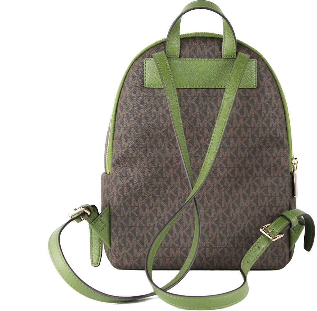 Michael Kors Erin Signature Backpack Medium Evergreen/Brown in PVC ...