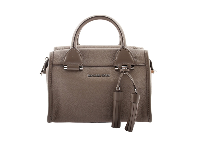 Pre-owned Michael Kors Women's  Geneva Large Leather Satchel In Cinder In Gray