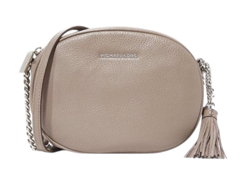 Pre-owned Michael Kors Women's Ginny Medium Leather Crossbody Bag In Cinder In Gray