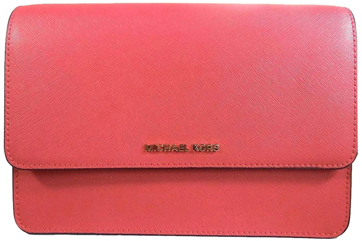 Michael Kors Gusset Crossbody Bag Large Rose Pink in PVC/Leather