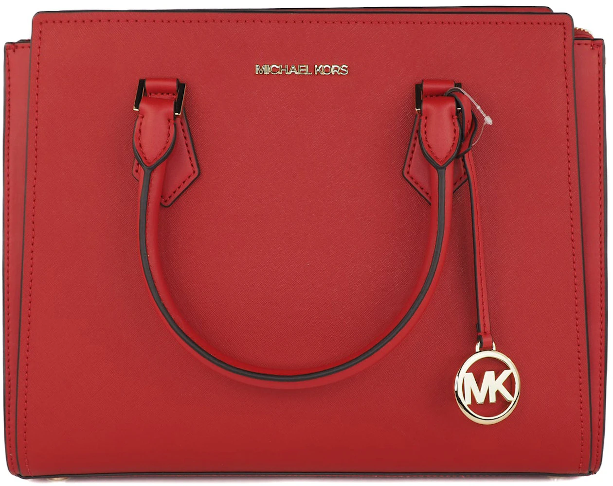 Michael Kors Hope Satchel Bag Large Flame Red in Saffiano Leather