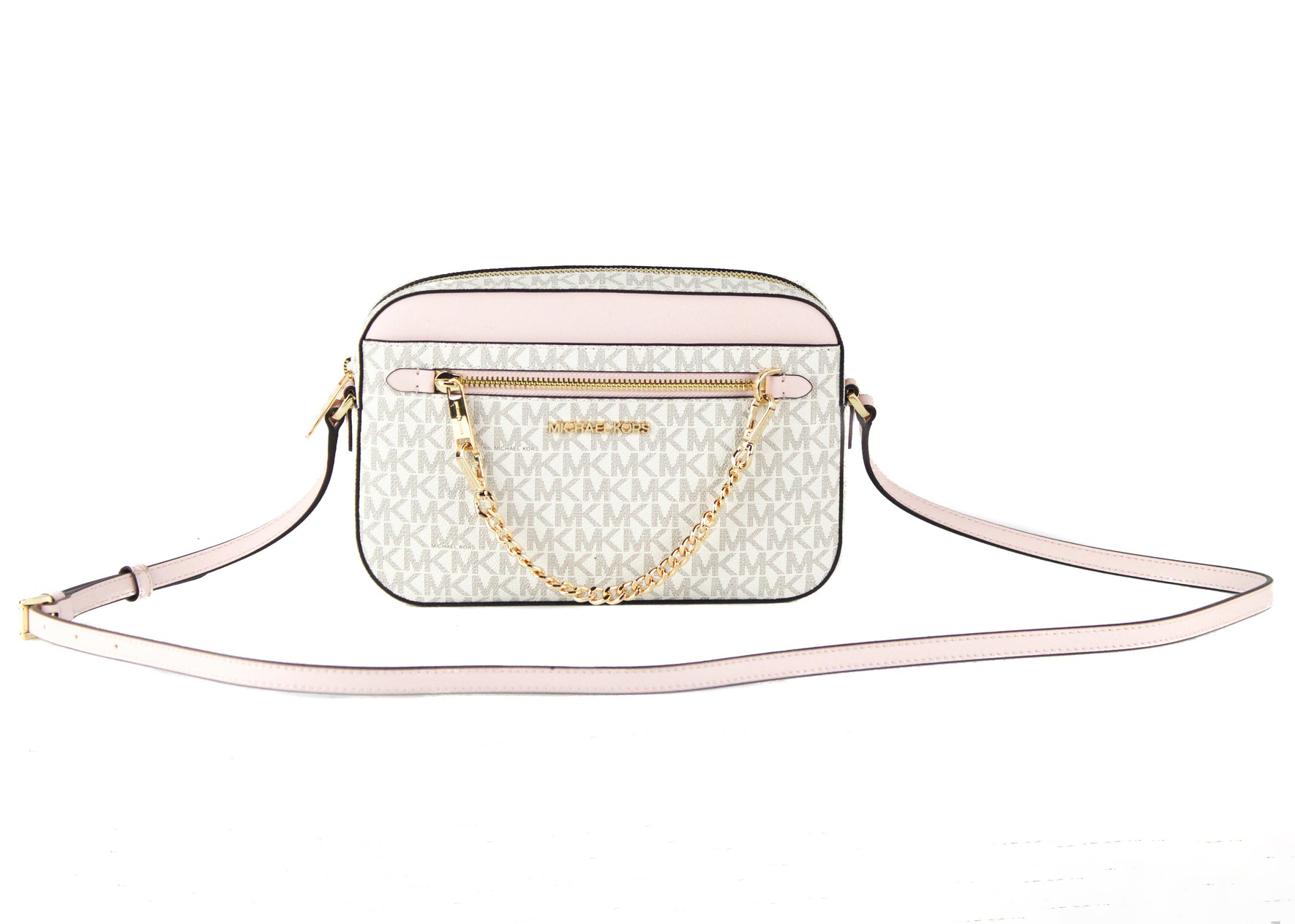 Michael Kors Jet Set Medium Dome Crossbody Vanilla Signature Powder Blush  Pink Handbags Amazoncom