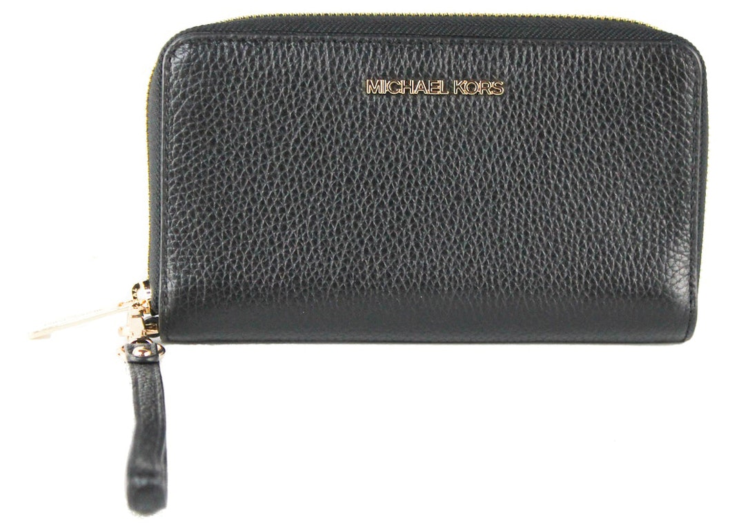 Pre-owned Michael Kors Jet Set Phone Wristlet Wallet Large Black