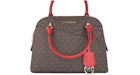 Michael Kors Jet Set Top Bolso Tote con Cremallera Marrón Mediano Signature/Flame