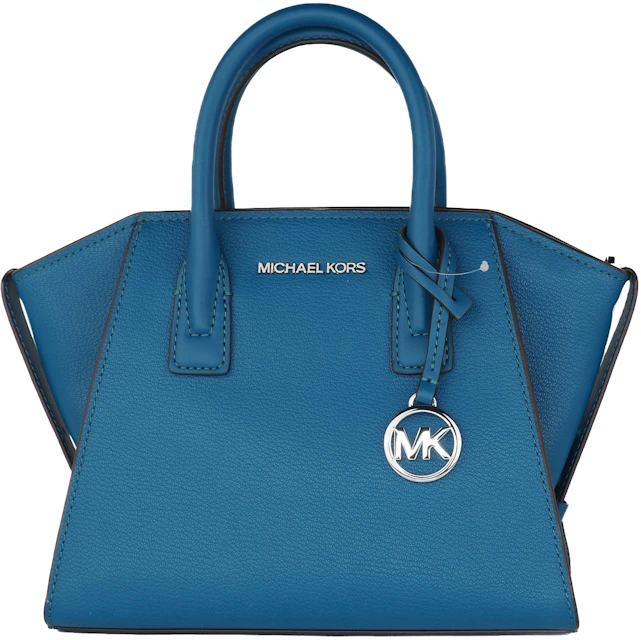 Michael Set Top Tote Bag Small Lagoon in Pebbled Leather with Silver-tone - US
