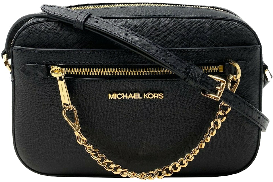Michael Kors Leather Sling Bag, Black, White And Hot Pink