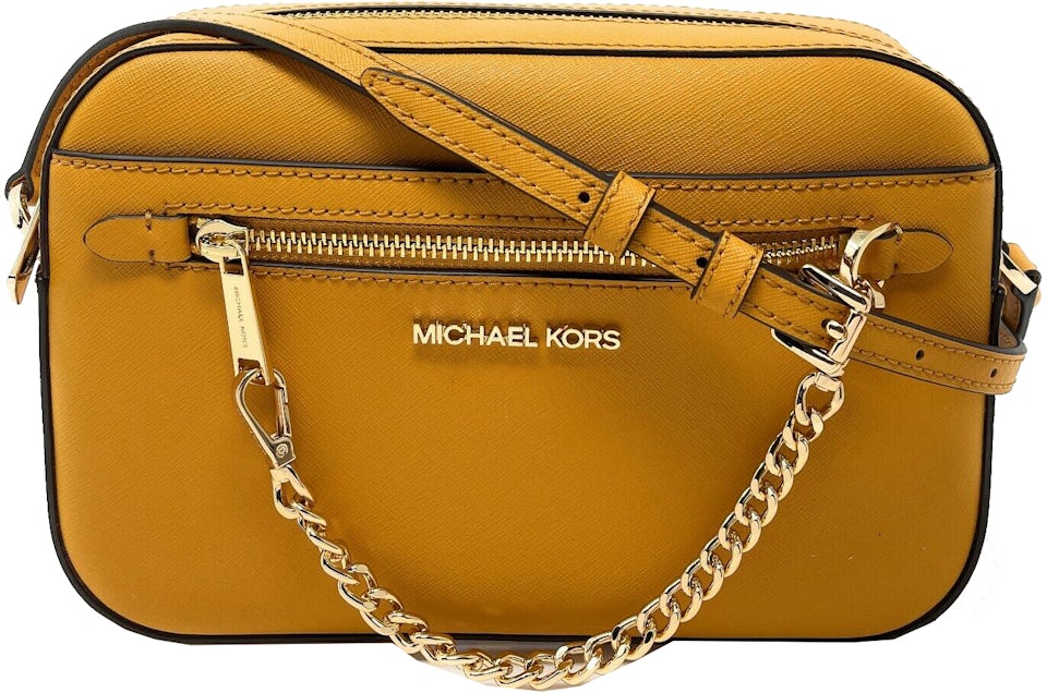 Michael Kors Jet Set East West Crossbody Bag Large Vanilla/Pink in Leather  with Gold-tone - US