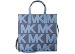 Michael Kors Kenly Large NS Tote Crossbody Graphic Logo MK Blue White Multi