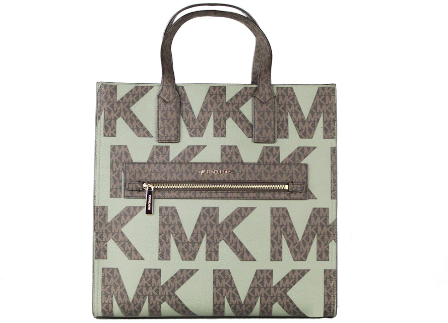 Michael Kors Kenly Graphic North South Crossbody Bag Large Army Green in  PVC/Leather with Silver-tone - US
