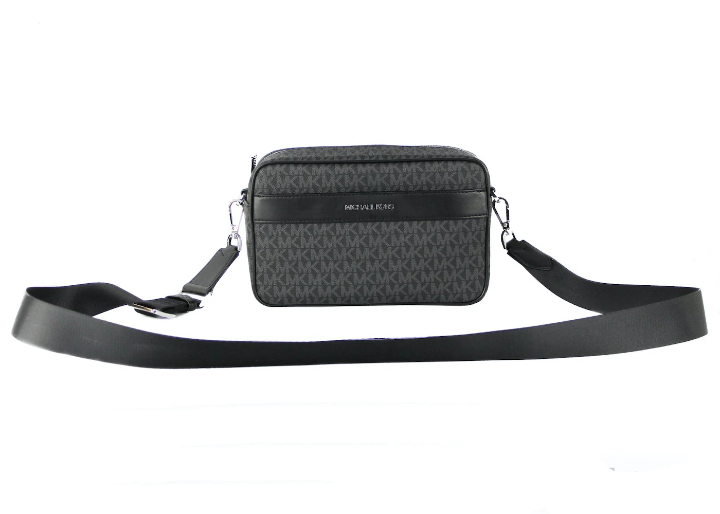 Michael Kors Kenly Zip Crossbody Bag Large Black in PVC/Leather with  Silver-tone - TW