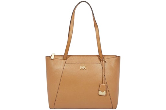 Michael Kors Maddie Medium Crossgrain Leather Tote Brown
